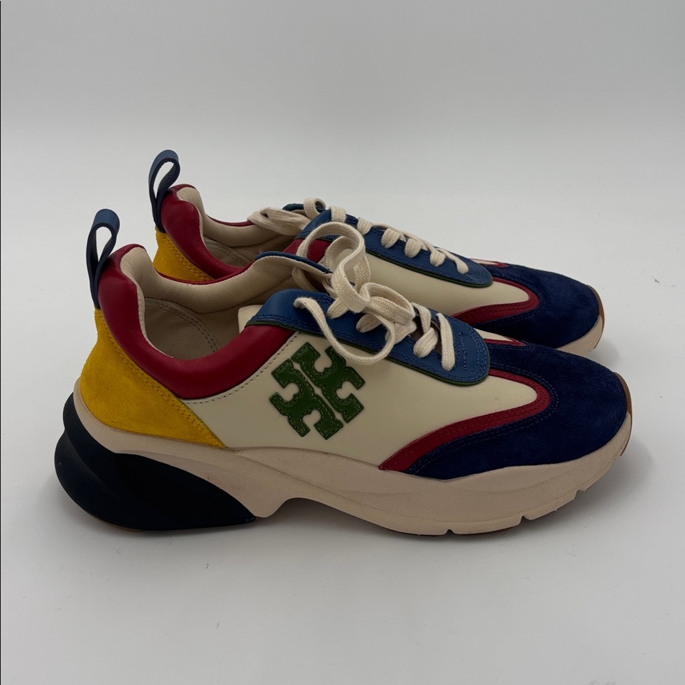 New Tory Burch - Good Luck New Cream / Zinc Green / Pilota Low Top Sneakers 8 - Picture 5 of 11